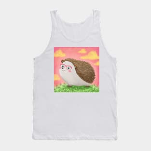 Hedgie Hedgehog with Glasses Tank Top